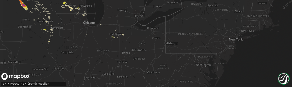 Hail map in Ohio on July 9, 2017