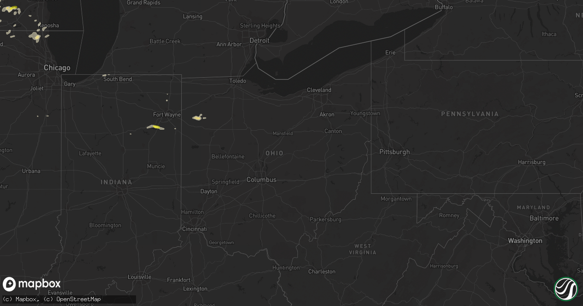 Hail map in Ohio on July 9, 2017