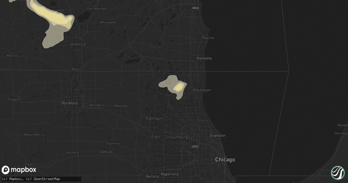 Hail map in Round Lake, IL on July 9, 2017