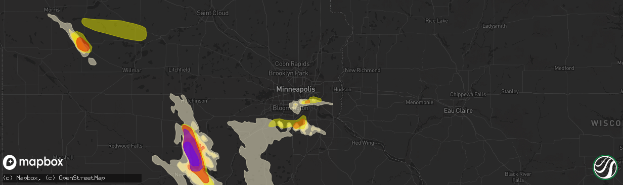 Hail map in Saint Paul, MN on July 9, 2017