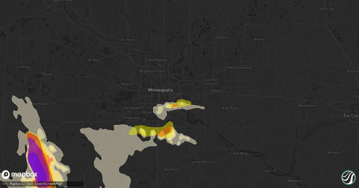 Hail map in Saint Paul, MN on July 9, 2017