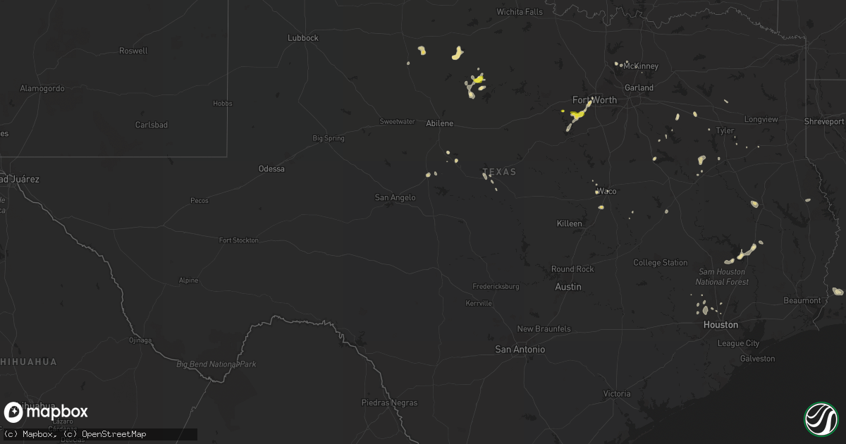 Hail map in Texas on July 9, 2017
