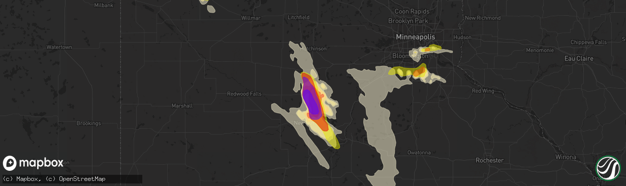 Hail map in Winthrop, MN on July 9, 2017