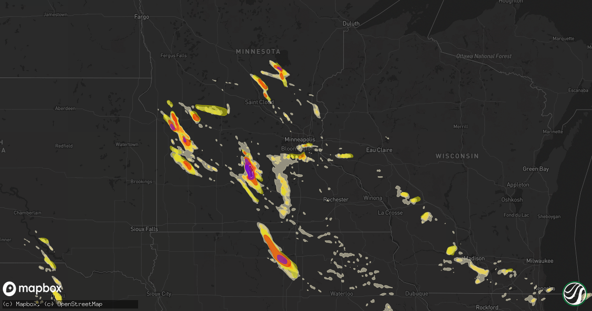 Hail map on July 9, 2017