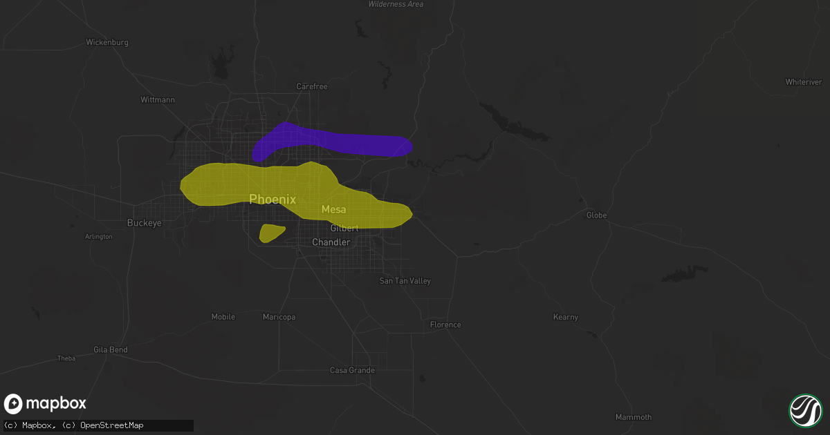 Hail map in Apache Junction, AZ on July 9, 2018