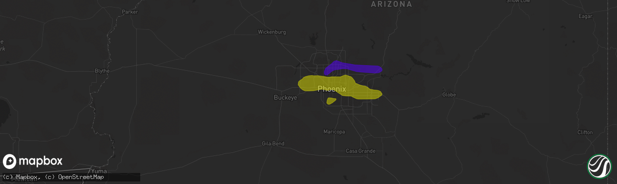 Hail map in Avondale, AZ on July 9, 2018