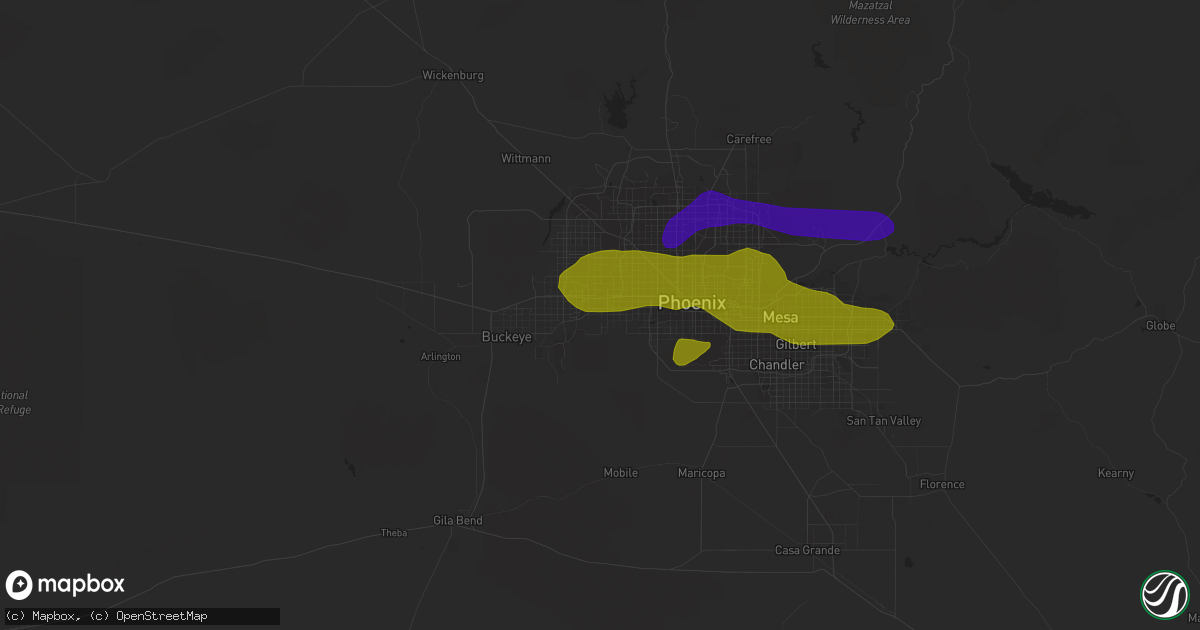 Hail map in Avondale, AZ on July 9, 2018