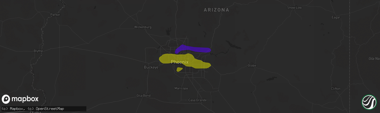 Hail map in Scottsdale, AZ on July 9, 2018