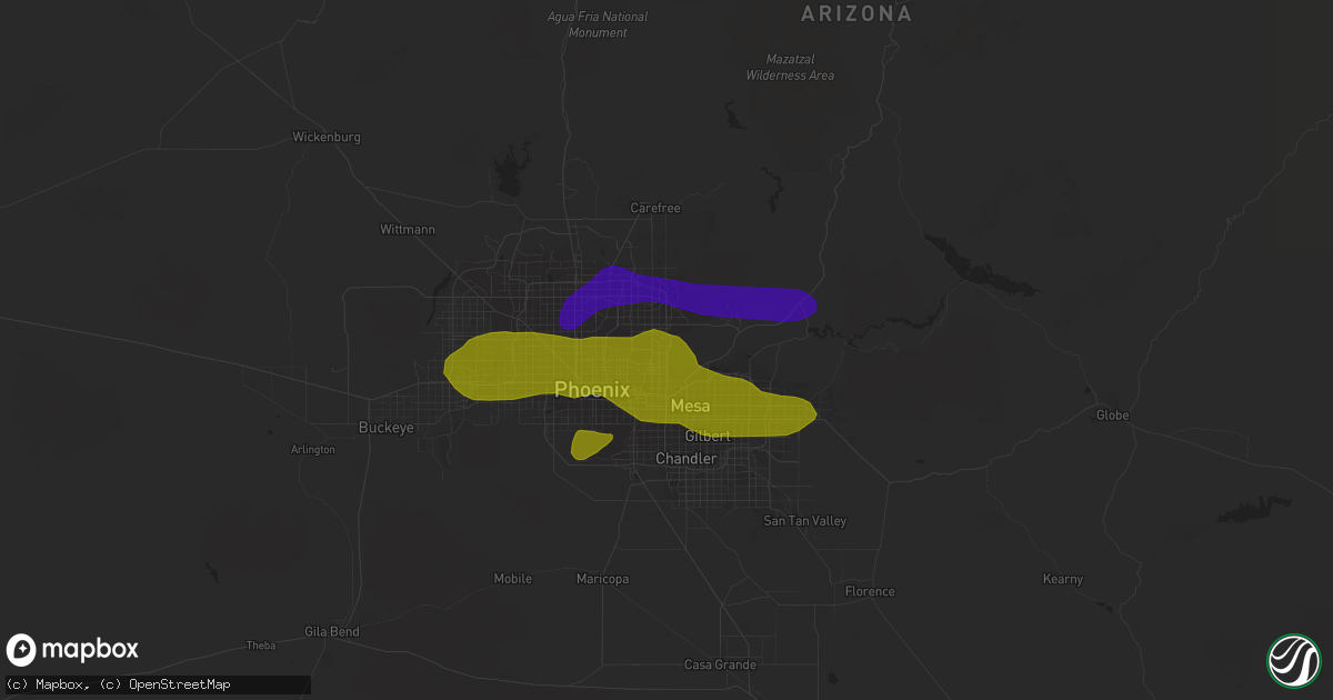 Hail map in Scottsdale, AZ on July 9, 2018