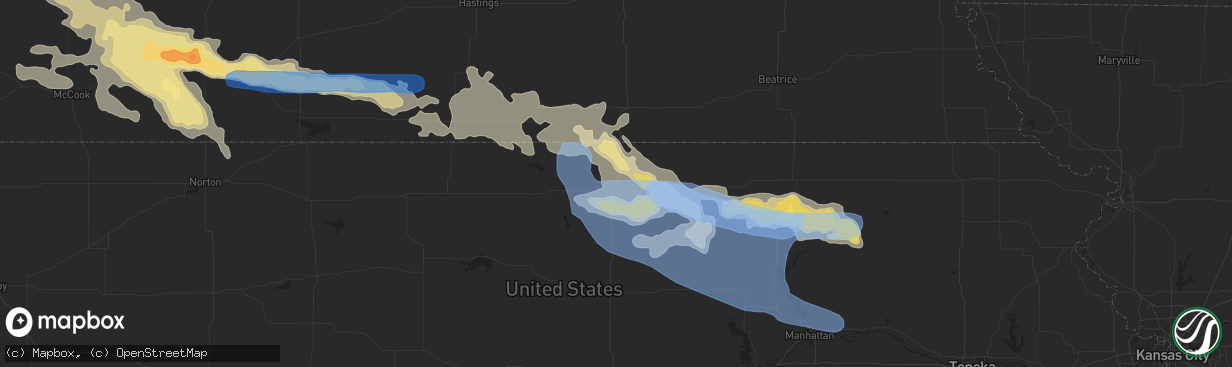 Hail map in Belleville, KS on July 9, 2019