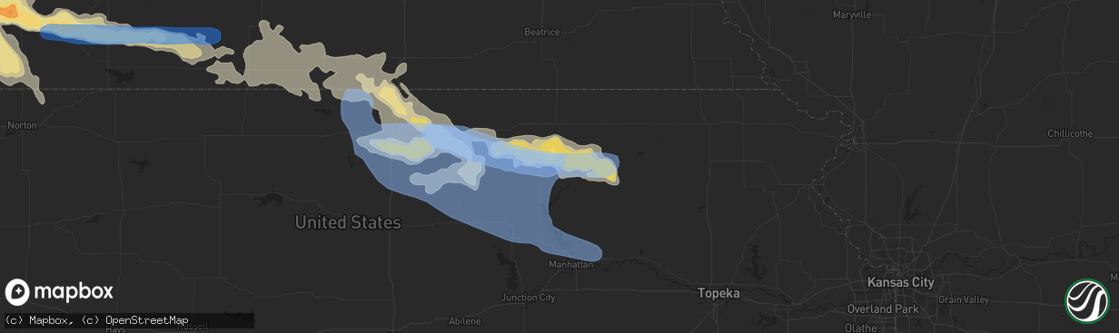 Hail map in Blue Rapids, KS on July 9, 2019