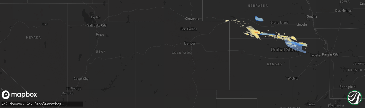 Hail map in Colorado on July 9, 2019