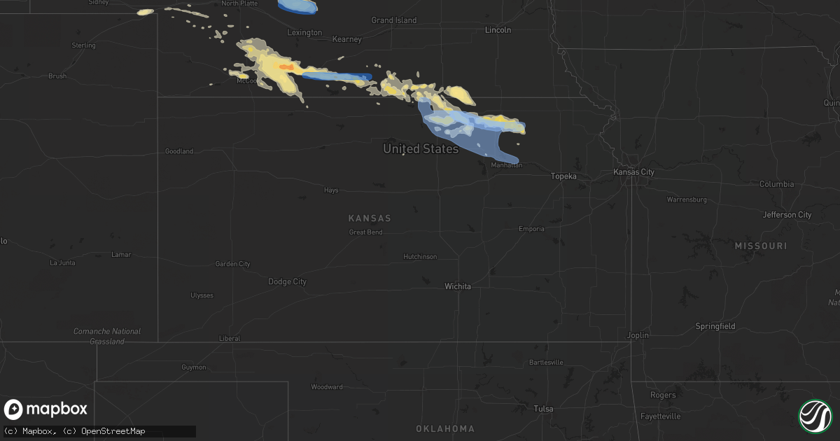 Hail map in Kansas on July 9, 2019