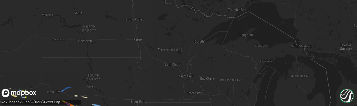 Hail map in Minnesota on July 9, 2019