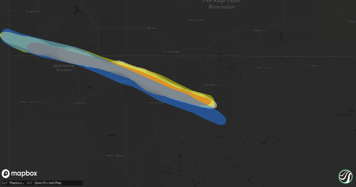 Hail map in Rushville, NE on July 9, 2019