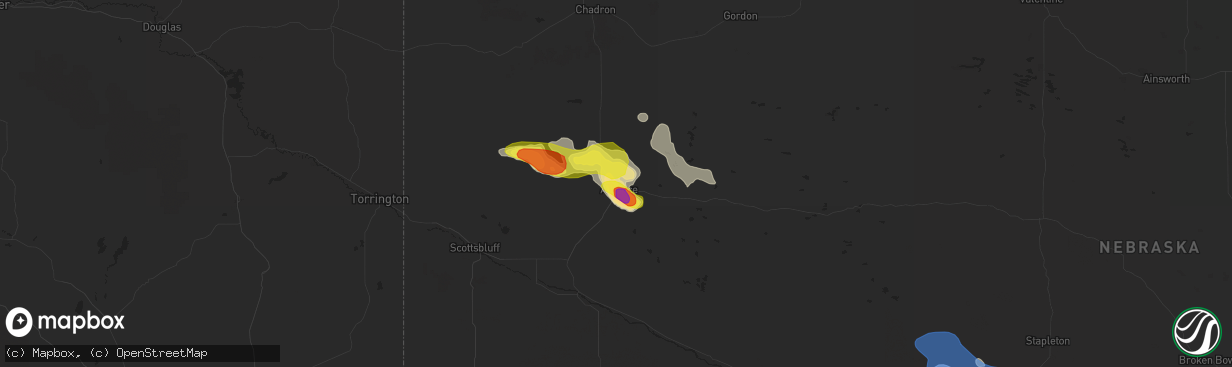 Hail map in Alliance, NE on July 9, 2020