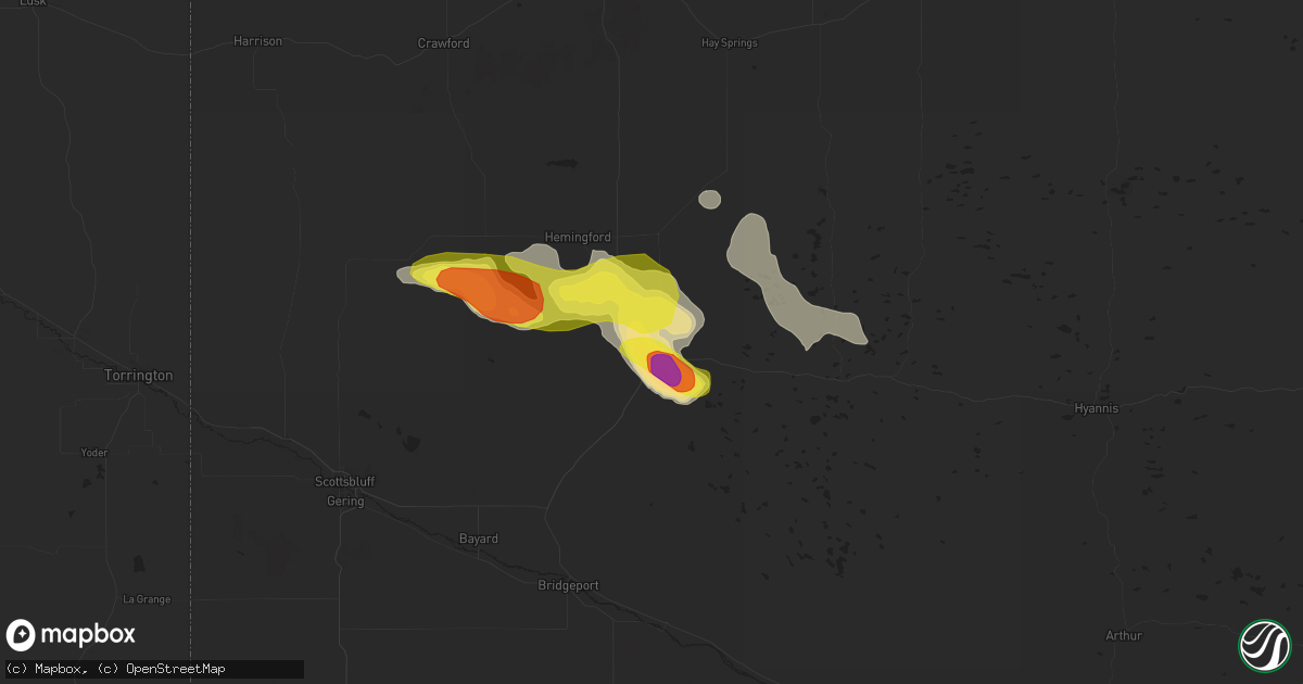 Hail map in Alliance, NE on July 9, 2020
