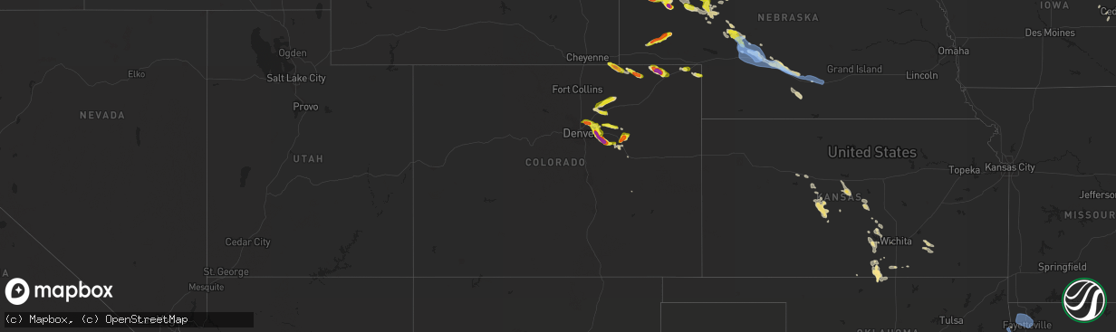 Hail map in Colorado on July 9, 2020