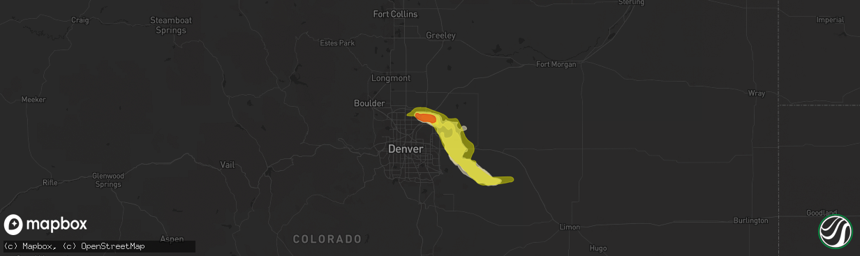 Hail map in Commerce City, CO on July 9, 2020