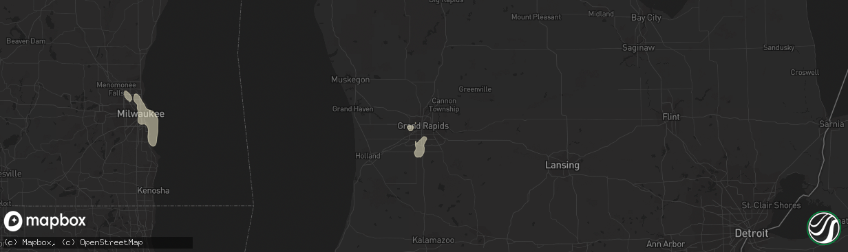 Hail map in Grand Rapids, MI on July 9, 2020