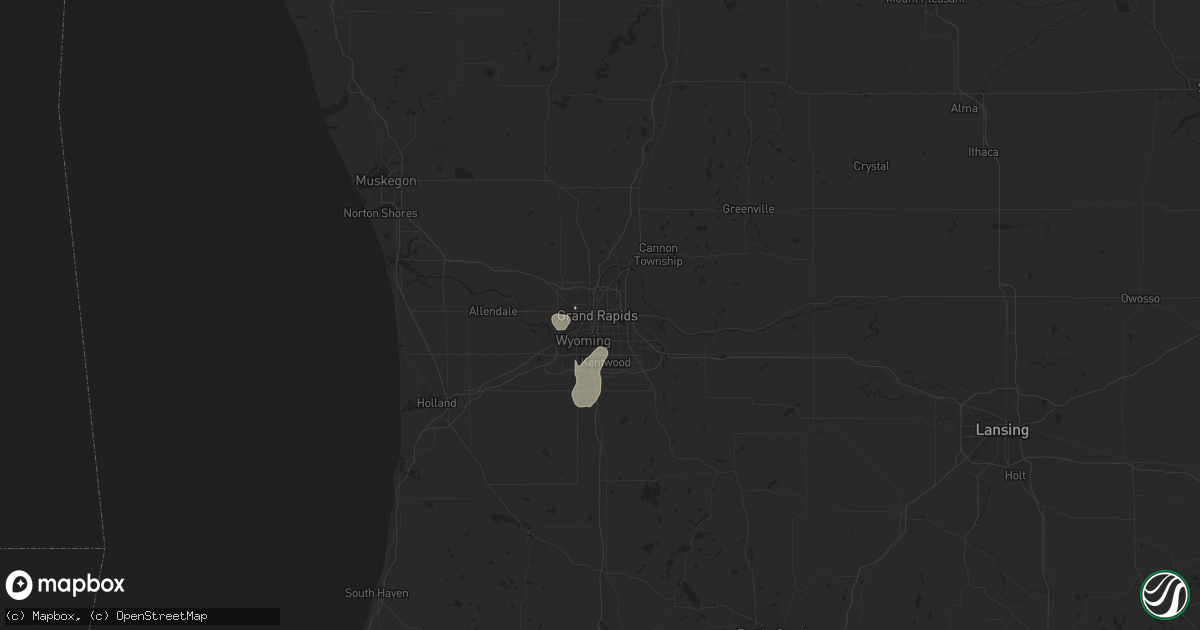 Hail map in Grand Rapids, MI on July 9, 2020