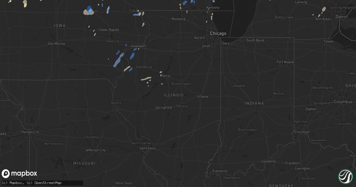 Hail map in Illinois on July 9, 2020