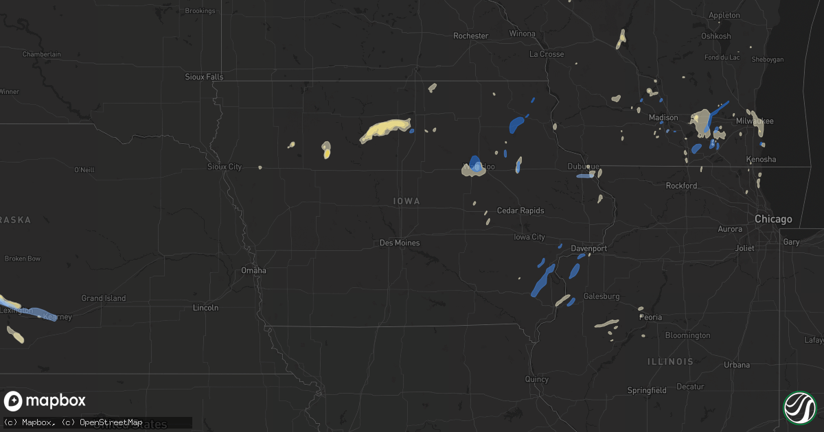 Hail map in Iowa on July 9, 2020