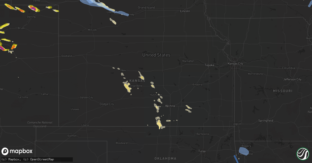 Hail map in Kansas on July 9, 2020