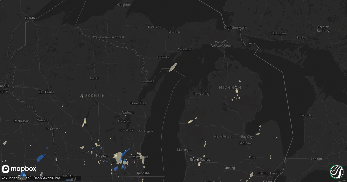 Hail map in Michigan on July 9, 2020
