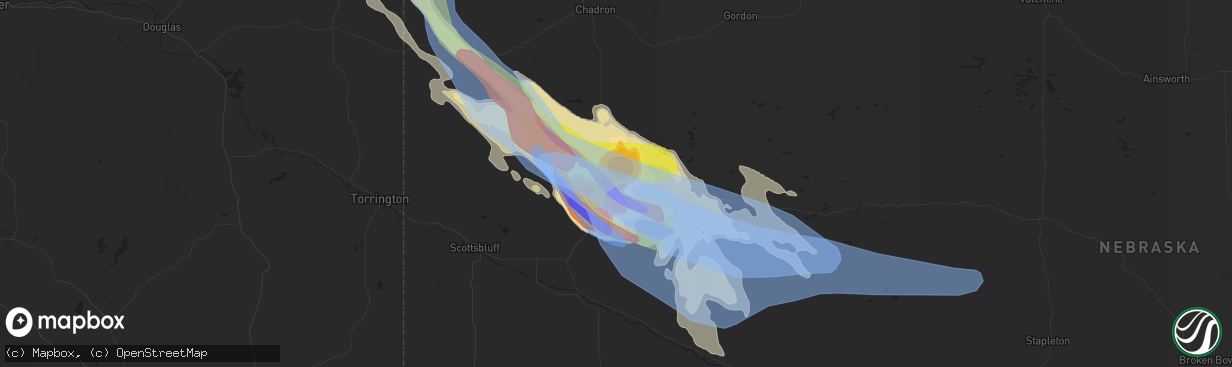 Hail map in Alliance, NE on July 9, 2021