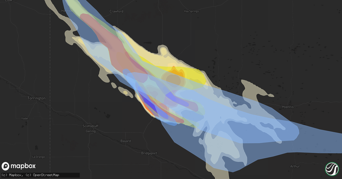 Hail map in Alliance, NE on July 9, 2021