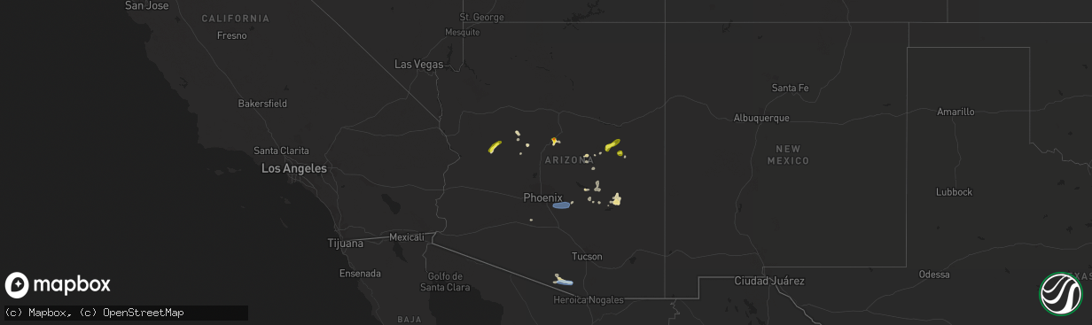 Hail map in Arizona on July 9, 2021