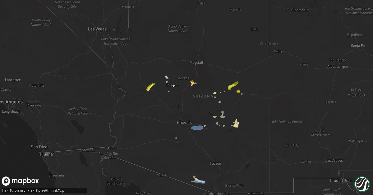 Hail map in Arizona on July 9, 2021
