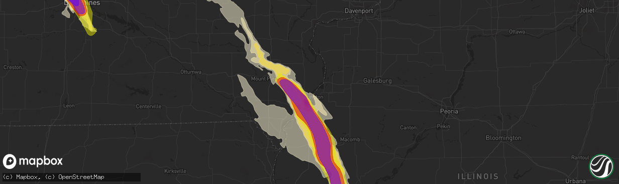 Hail map in Burlington, IA on July 9, 2021