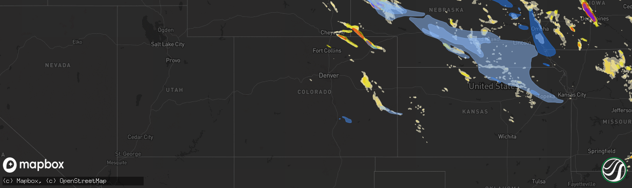 Hail map in Colorado on July 9, 2021