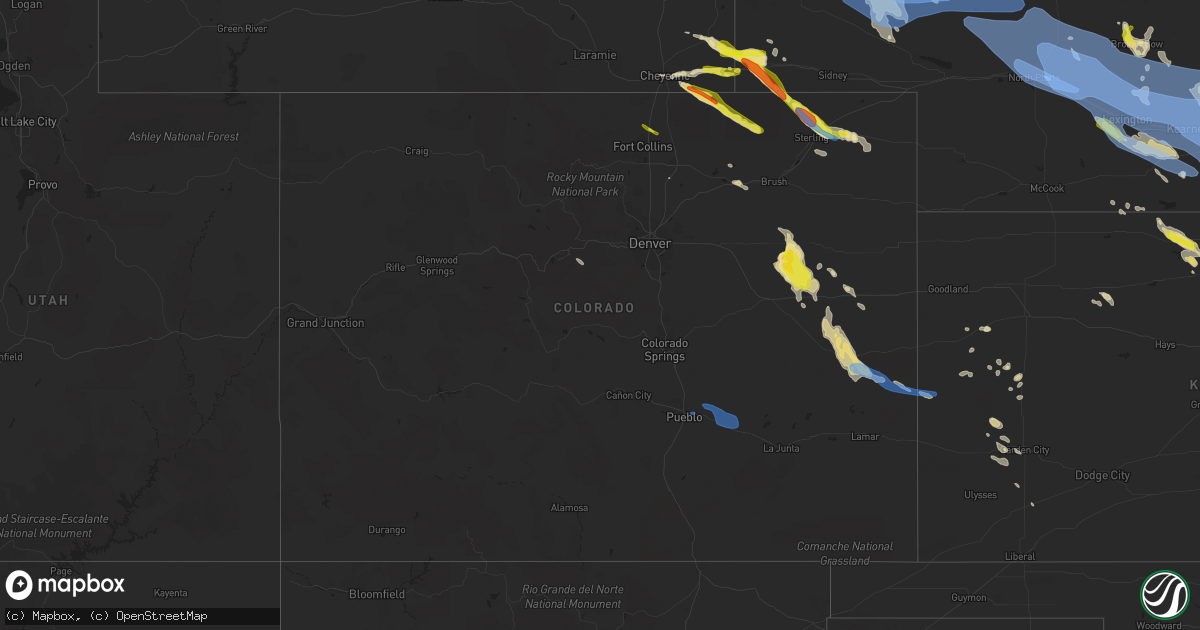 Hail map in Colorado on July 9, 2021
