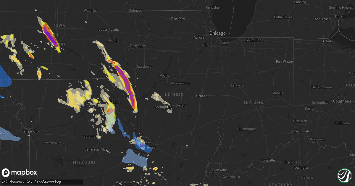 Hail map in Illinois on July 9, 2021