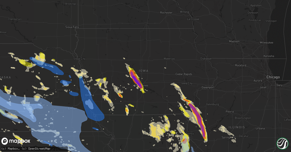 Hail map in Iowa on July 9, 2021
