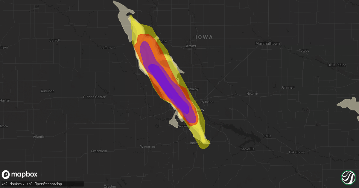 Hail map in Johnston, IA on July 9, 2021