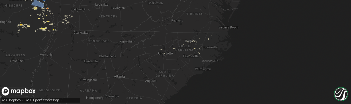 Hail map in North Carolina on July 9, 2021