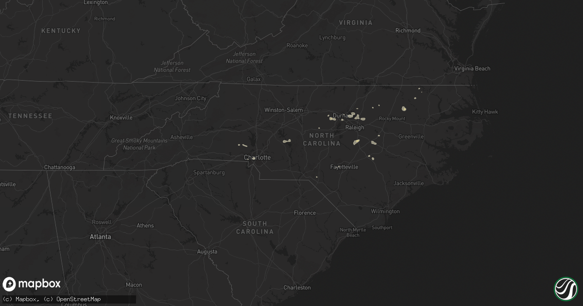 Hail map in North Carolina on July 9, 2021