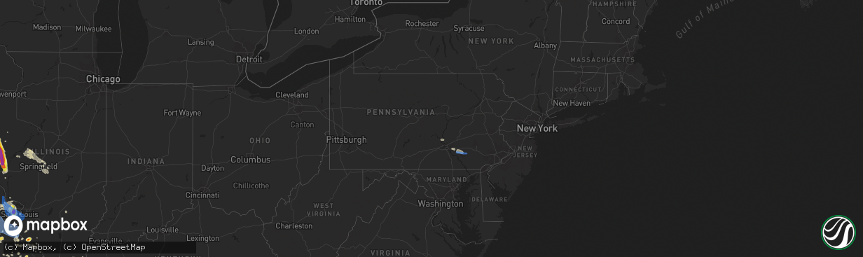 Hail map in Pennsylvania on July 9, 2021