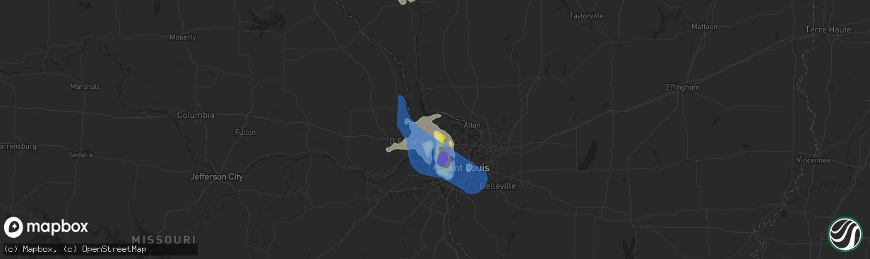 Hail map in Saint Charles, MO on July 9, 2021