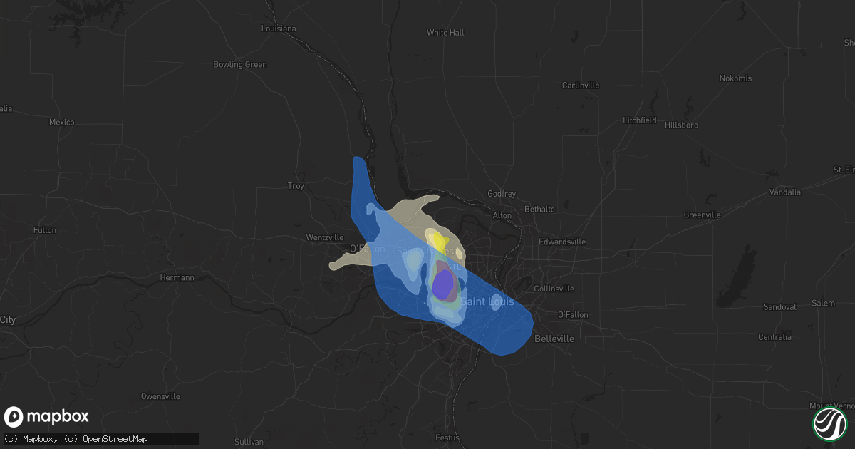 Hail map in Saint Charles, MO on July 9, 2021