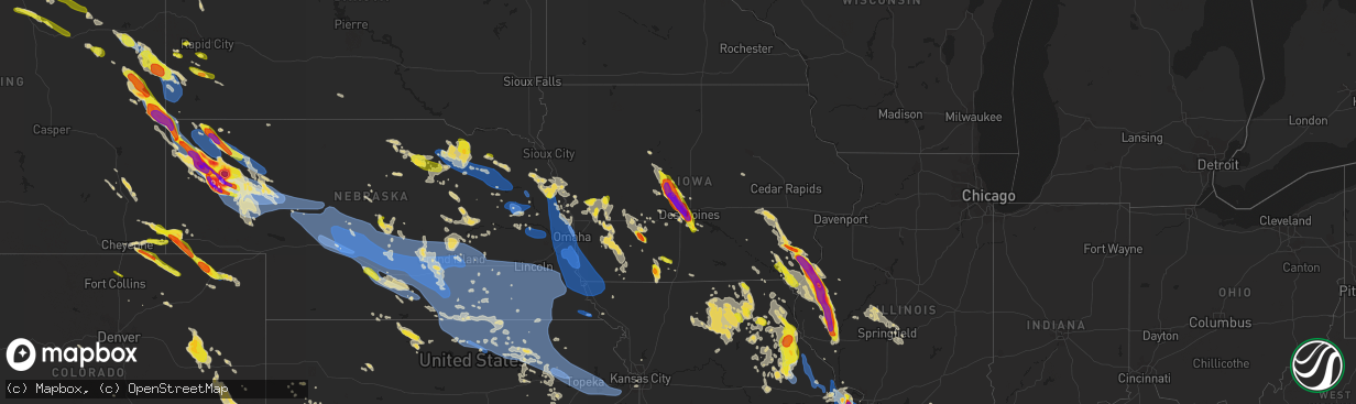 Hail map on July 9, 2021