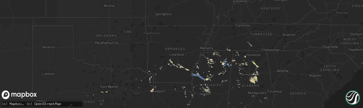 Hail map in Arkansas on July 9, 2022