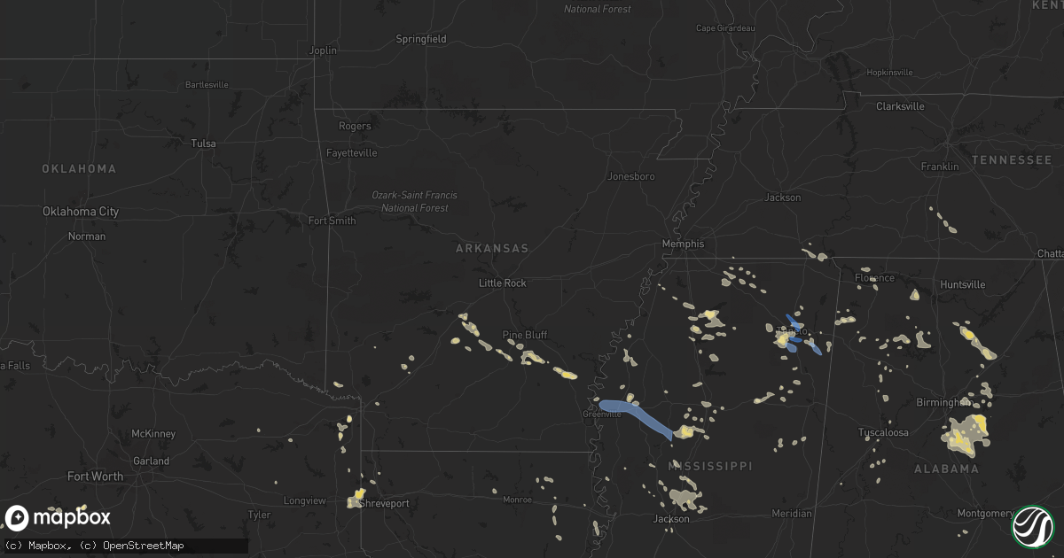 Hail map in Arkansas on July 9, 2022