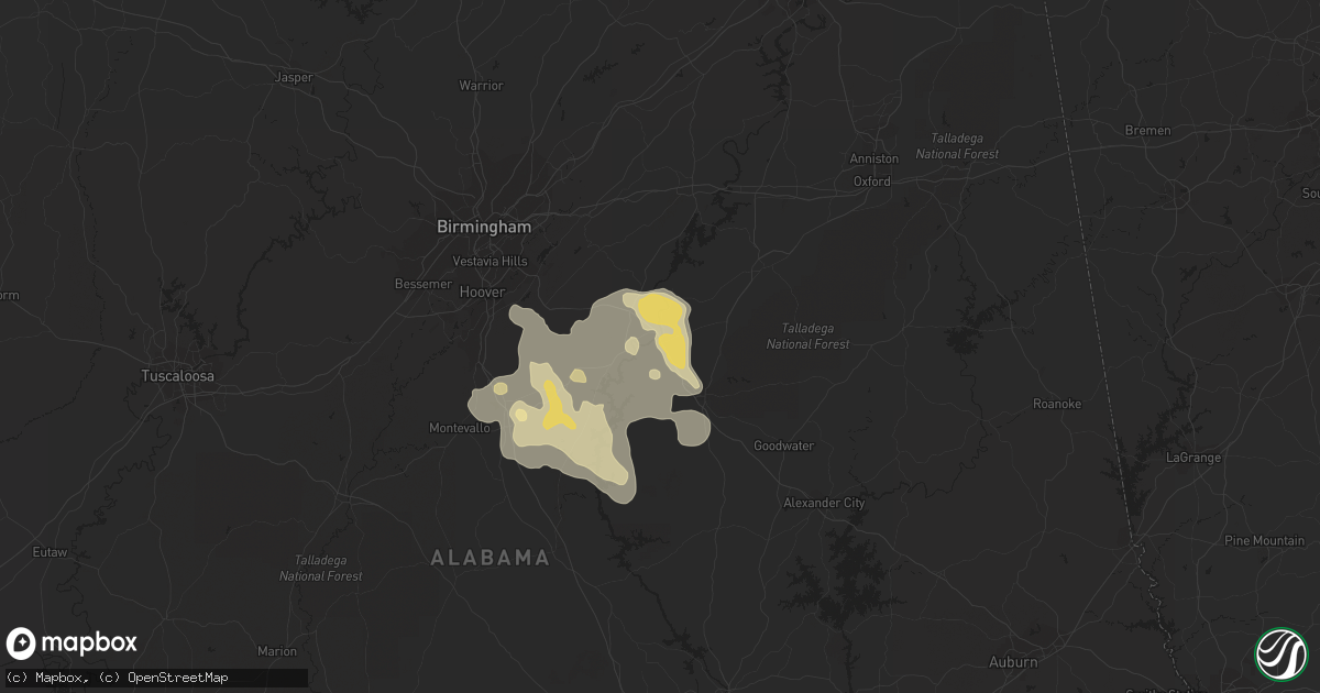 Hail map in Childersburg, AL on July 9, 2022