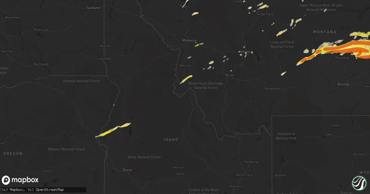 Hail map in Idaho on July 9, 2022