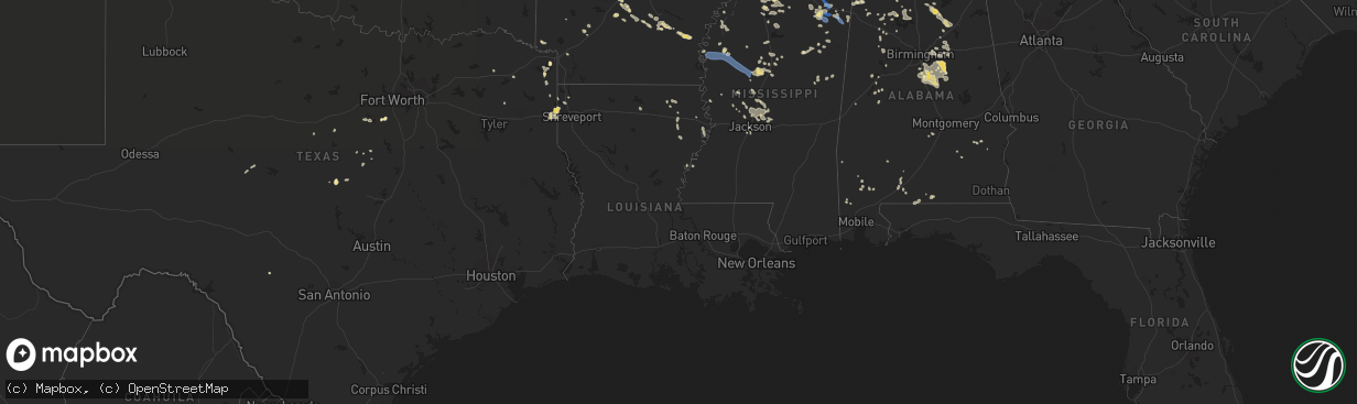 Hail map in Louisiana on July 9, 2022